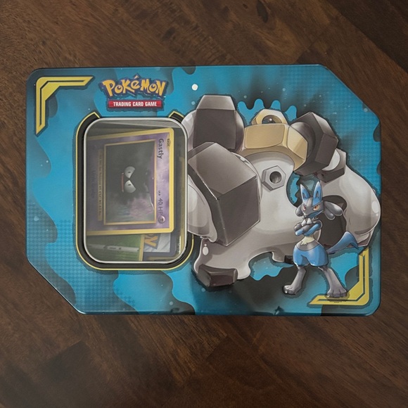 Pokemon Other - Pokemon Lucario Blue and Black Tin filled with cards